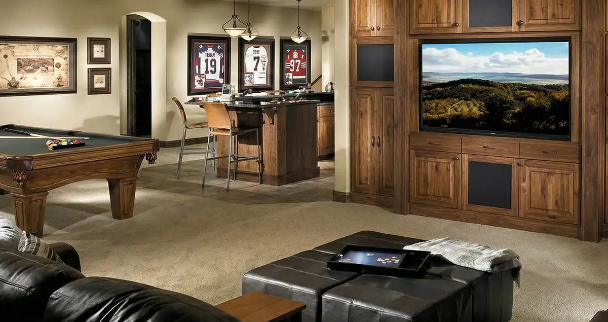 finished basement remodeling project transforming a basement into a comfortable living space in Albany, NY