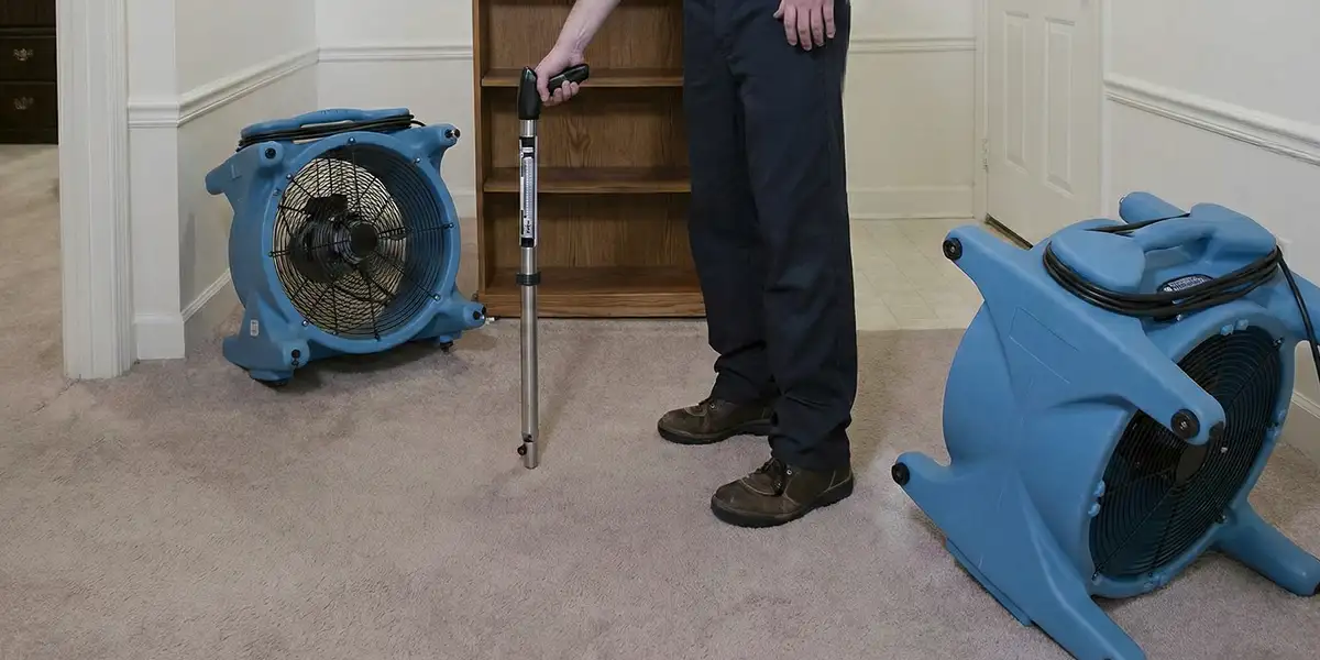 emergency water removal equipment deployed to dry a flooded residential interior in Albany, NY